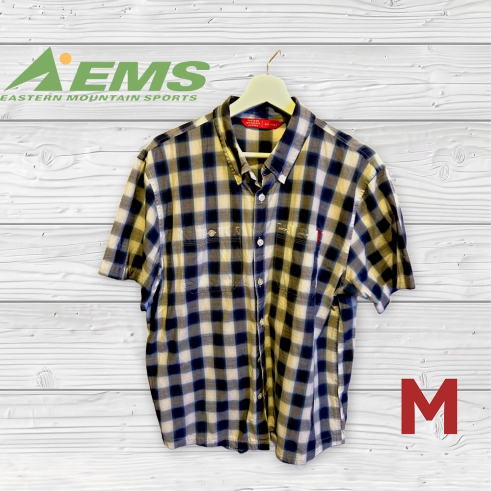 👌*VGUC* Eastern mountain sports | M | Blue Plaid short sleeves shirt